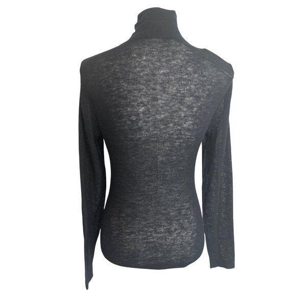 Autumn Cashmere Second Skin Sheer Mock Sweater in Black Medium New Knit Top - Picture 7 of 13